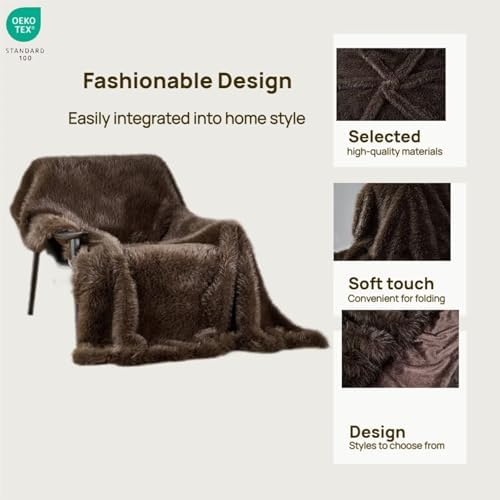 Luxury Fluffy Faux Fur Throw Blanket,Thick Fluffy Silky Fuzzy Cozy