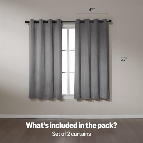 Amazon Basics Chenille Room Darkening Curtains, Light Filtering Window