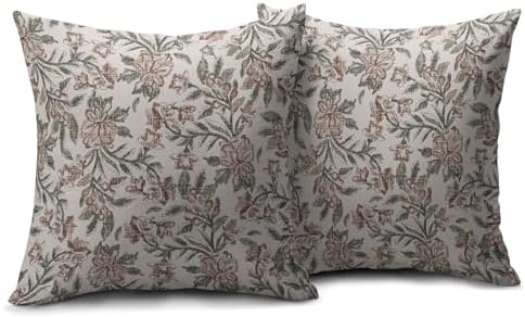 Robvobe Floral Block Print Pillow Covers 18x18 Set of 2 Vintage Flower