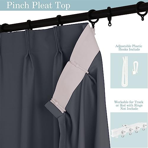 Fcosie Room Darkening Blackout Window Curtain Pinch Pleat Drapes for
