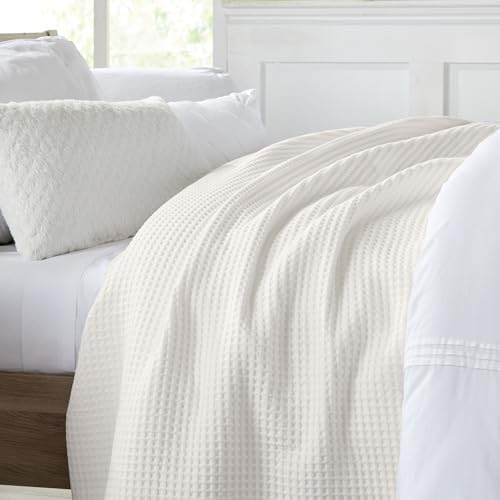 100% Cotton Waffle Weave Queen Bed Blanket | Soft, Breathable, and