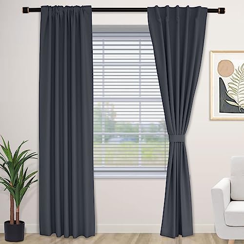 Fcosie 120 Inches Extra Wide Blackout Curtain Panels Rod Pocket & Back