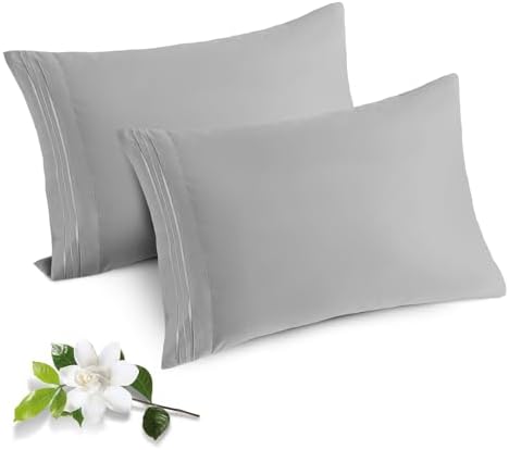 Horbaunal Microfiber Pillowcases Standard Size, Light Grey, 2 Pack