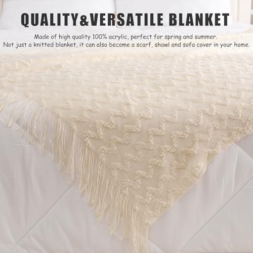 Knit Throw Blanket for Couch Farmhouse Lightweight Soft Cozy Throw
