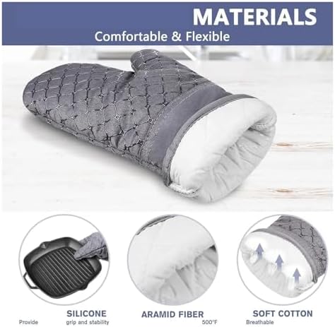 Fit for Oven Mitts Set - 500°F Non-Slip Silicone with Soft Cotton