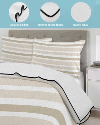 90x96in Quilt Bedding Set Minimalist Stripes Breathable Summer Cooling