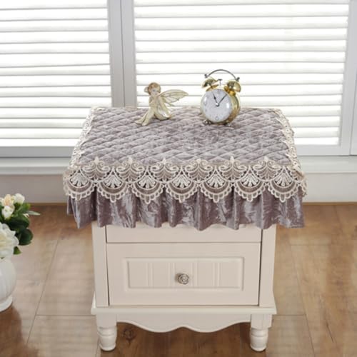 Velvet Fitted Bedside Tablecloth Gray 16"x16"