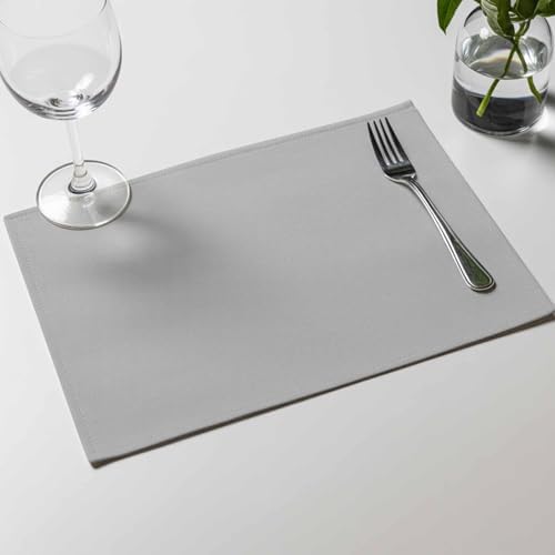 Placemats Set of 8, Grey Solid Color Washable Table Mats for Dining