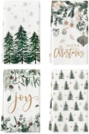 Artoid Mode Green Ornament Christmas Kitchen Towels Set of 4 18x26
