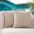 VAKADO Waterproof Beige Stripe Outdoor Throw Pillow Covers 18x18 Set
