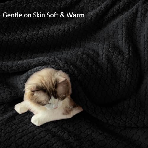 Exclusivo Mezcla Soft Fleece Twin Size Blanket for Bed, Black
