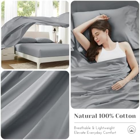 Comfort Spaces 100% Cotton Percale Sheets King Sheet Set 4 Pcs, Dark