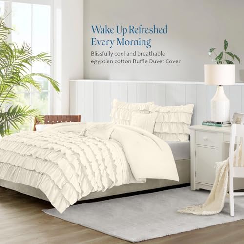 3-Piece Waterfall Ruffle Duvet Cover Set – 550 TC Egyptian Cotton