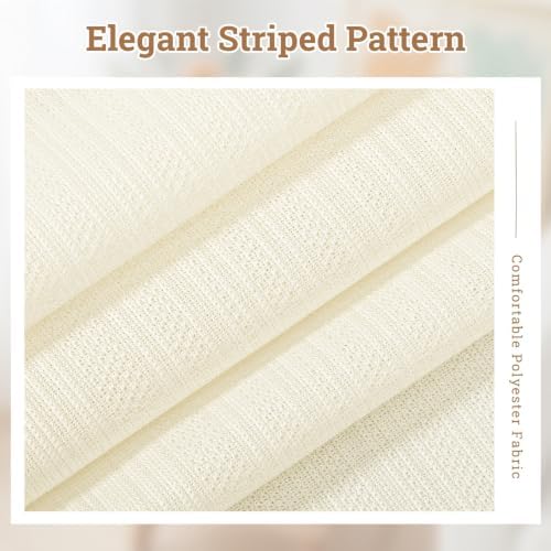 1 Pack 36 Inch Round Beige Tablecloth-Striped Pattern