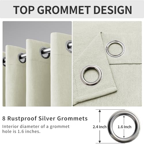 Easy-Going Linen Look Grommet Blackout Curtains, 2 Panels 52x84 Inch