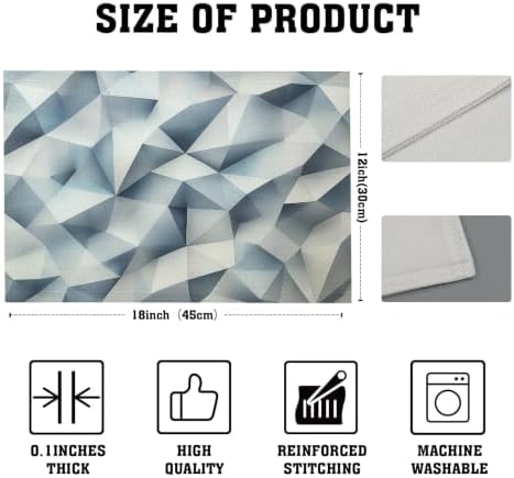 Placemats Washable Set of 8-30 x 45 cm Triangle Placemats, Grey Cotton