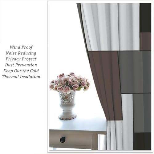 Brown Curtains Modern Black Gray White Blackout Rod Pocket Curtains