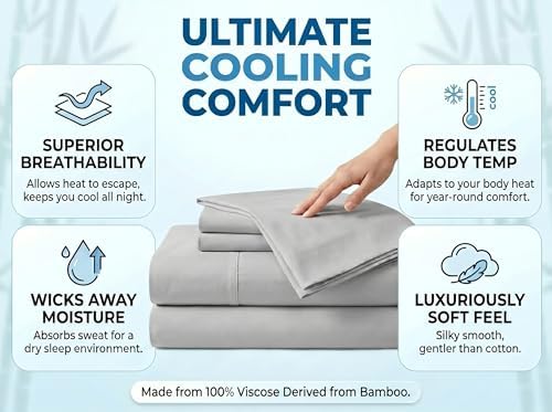 California King Viscose Bamboo Fitted 3-PC 1000-TC 18" Deep - Light