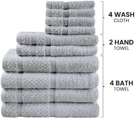10 Piece Towel Set with Upgraded Softness & Durability, Grey