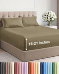 Extra Deep Pocket King Size Sheet Set - Breathable & Cooling - Khaki