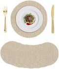 Neutral White Spot Round Braided Placemats Set of Set of 8 Heat