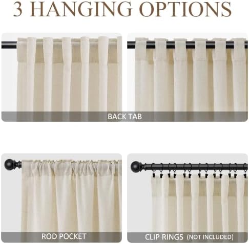 Naturoom Linen Curtains 84 Inch Long for Living Room Birch Beige 2