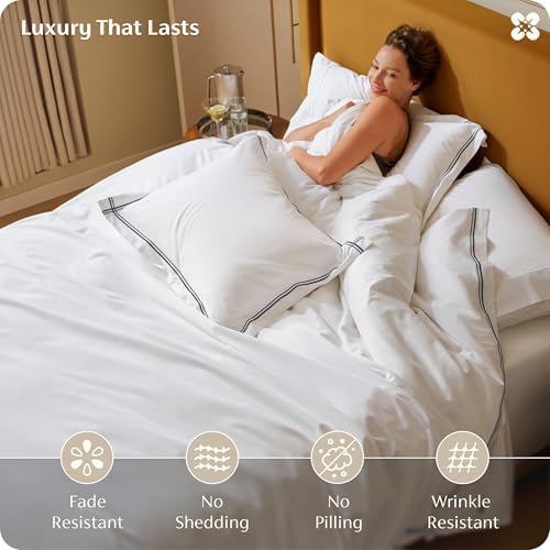 Bedsure PureWoven 100% Giza Egyptian Cotton Duvet Cover, Queen