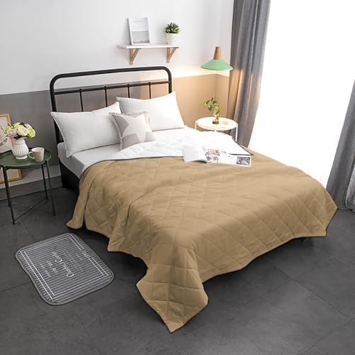 T&H XHome Beige Quilt California King Luxury Quilted Comforter