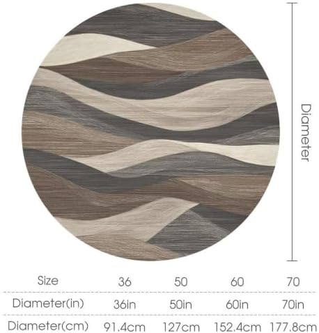 Round Tablecloth Rustic Wave Line, Washable Beige Texture Table Cover