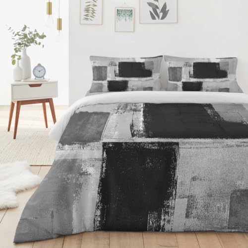 Black Gray King Duvet Cover Set - 4 Pcs Comforter Cover Bedding Sets