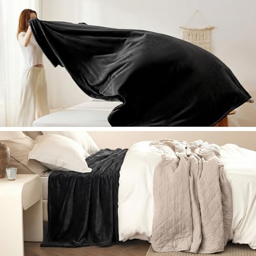 Bedsure Soft Cozy Warm Fleece Bed California King Blanket Black