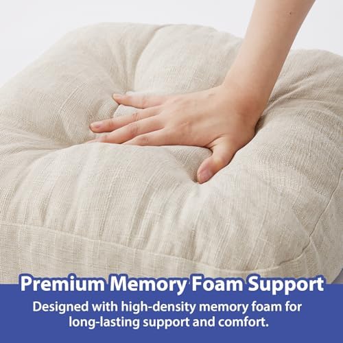 IASEAHK Memory Foam Dining Chair Cushions, Beige, 16.5"x16.5"x3.5"