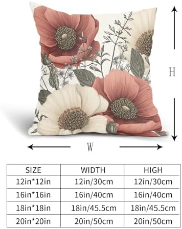 Vintage Flower Pillow Covers 18x18 Inch Rustic Floral Botanical