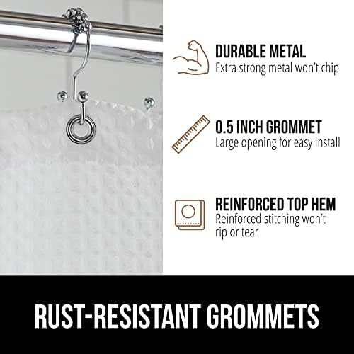 GORILLA GRIP Shower Curtain, 72x72, White and Bath Rug, 24x16, Gray