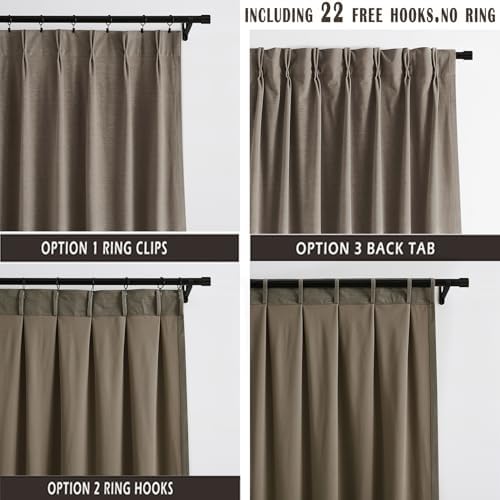 Kayne Studio Mocha Tan Velvet Pinch Pleated Back Tab Curtains 95 Inch