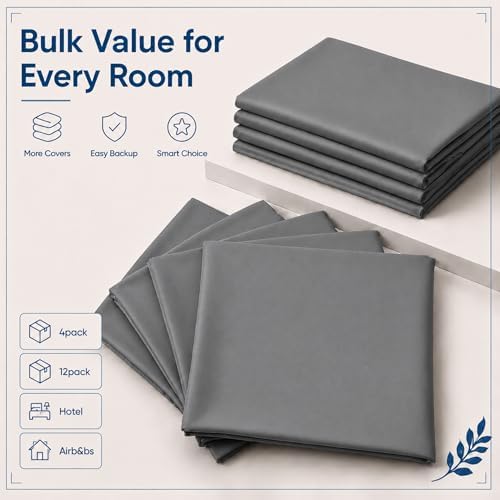 ZPECC Grey Pillow Cases Queen Size Set of 4 with Envelope Closure