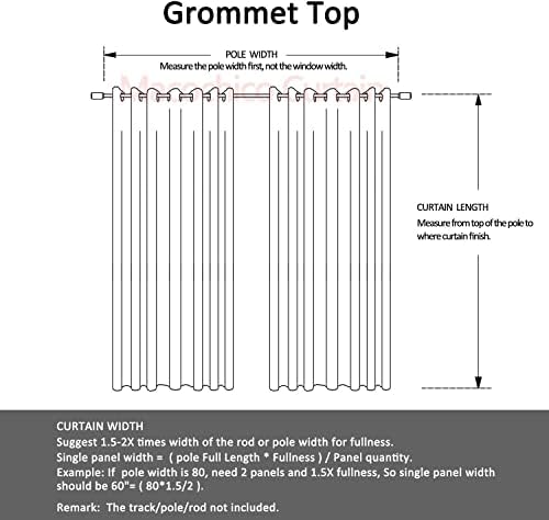 TWOPAGES Gray Beige Velvet Grommet Blackout Curtain,50Wx120L