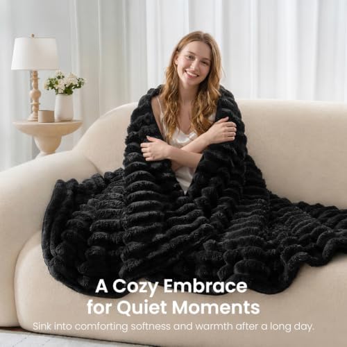 Drewin Weighted Blanket for Adults Queen Size 20lbs, Black Throw
