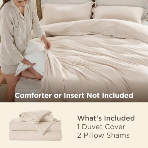 Bedsure Prewashed Duvet Cover Full, Cotton-Like Soft Bedding Set