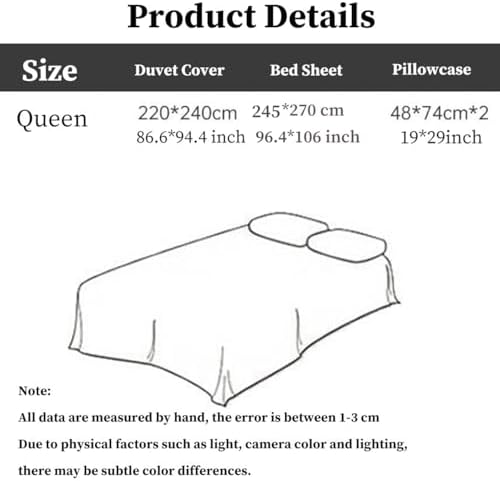 GIZNXBA Duvet Cover Set Queen Size Cotton, 4 Pieces Hotel Bedding Set