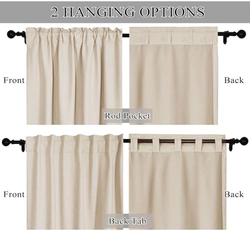Fcosie Sand Beige Blackout Curtains 84 Inches Long Faux Linen Room