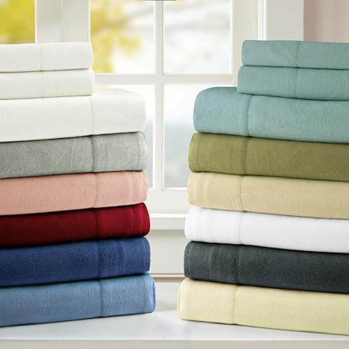 Pointehaven 180 GSM Brushed Cotton Solid Color Flannel Sheet Sets