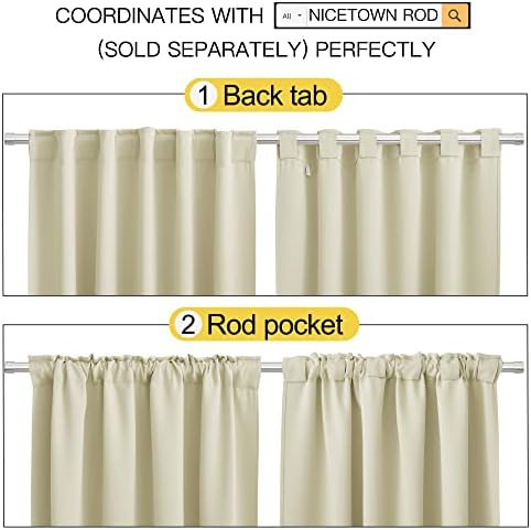 NICETOWN Room Darkening Curtains for Living Room, Rod Pocket & Back