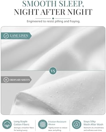 LANE LINEN 450TC Cotton Full Sheet Set - Silky Smooth Sateen Weave