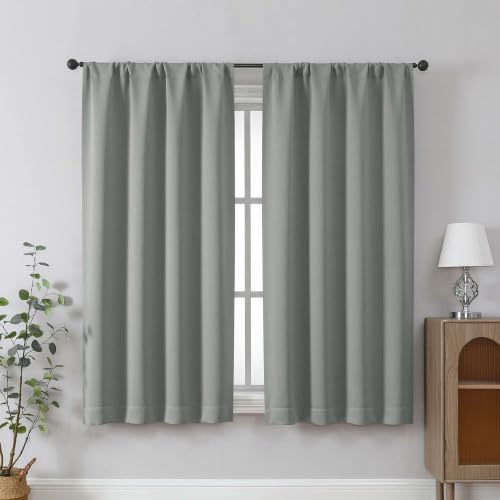 Chyhomenyc Light Grey Blackout Curtains 63 Inches Long, Thermal