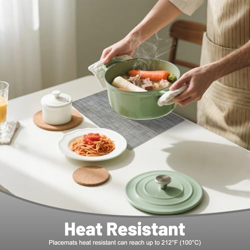 Placemats Set of 6,Non-Slip PVC Weave Table Mats Easy to Clean,Heat