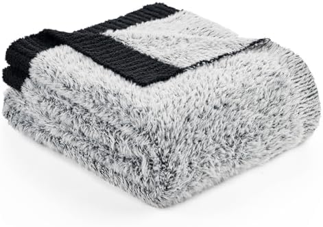 Amélie Home Faux Fur Throw Blanket, Heather Black, 60"x80"