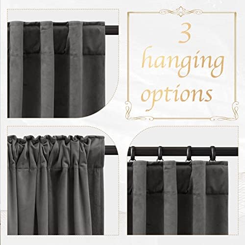 NICETOWN Grey Velvet Curtains 120 inch Long, 52" W x 120" L, 2 Panels