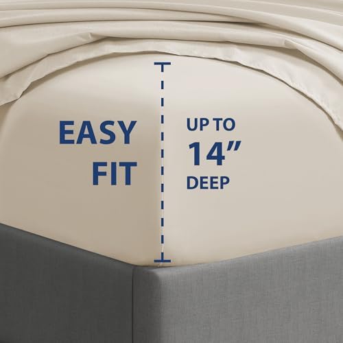 Cathay Home Full Sheet Set, Ultra- Soft Microfiber Bed Sheets, Cream