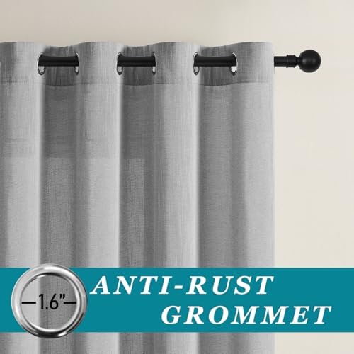 Semi Sheer Curtains 63 Inch Long Grommet Privacy for Living Room